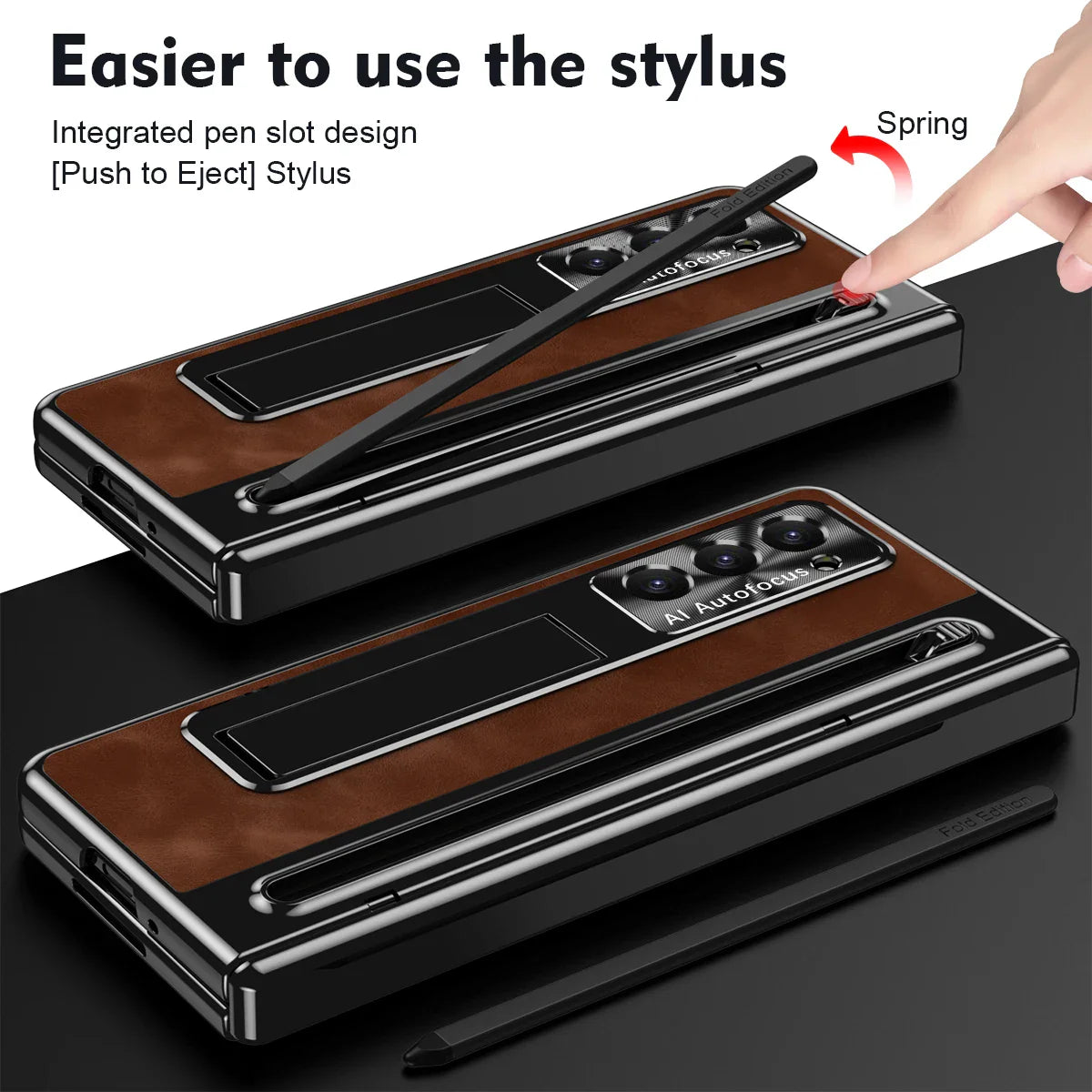 Leather Case With S Pen and Bracket for Samsung Galaxy Z Fold 6