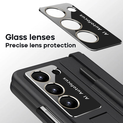 Leather Case With Touch Pen & Kickstand for Samsung Galaxy Z Fold 5